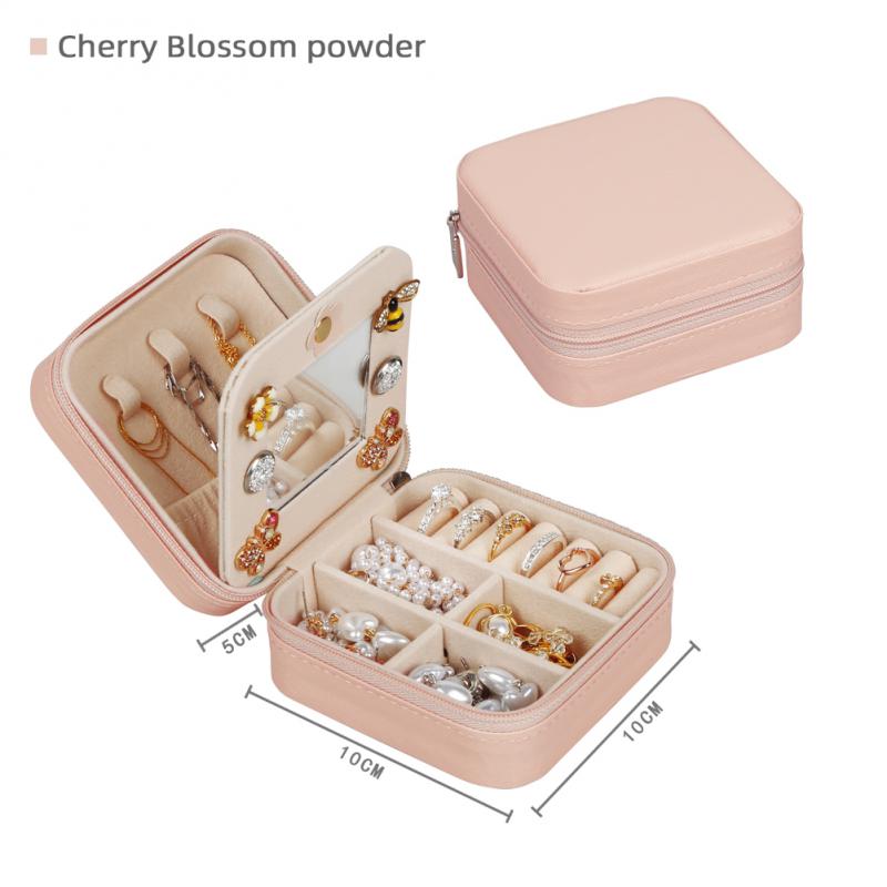Travel Jewelry Organizer with Mirror — Portable Leather Jewelry Box