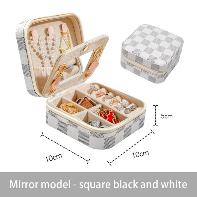 Travel Jewelry Organizer with Mirror — Portable Leather Jewelry Box