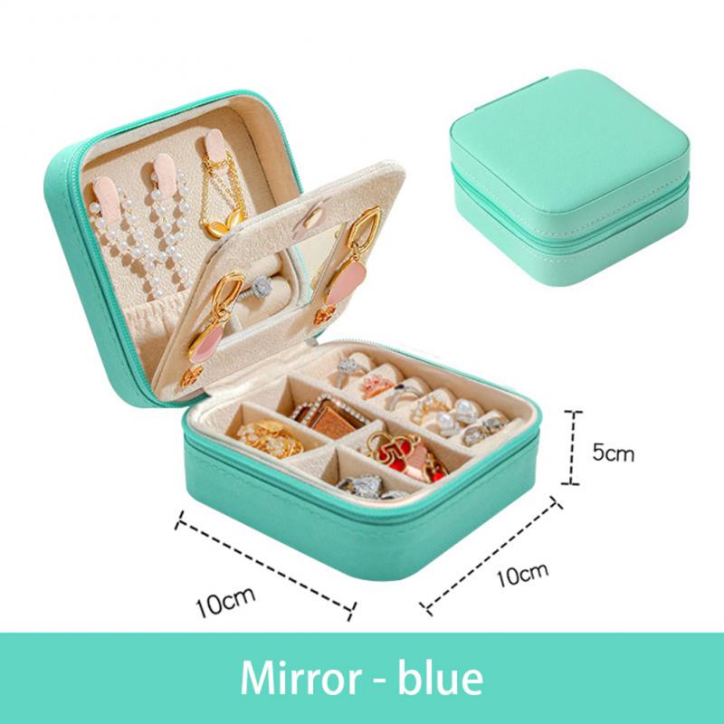 Travel Jewelry Organizer with Mirror — Portable Leather Jewelry Box