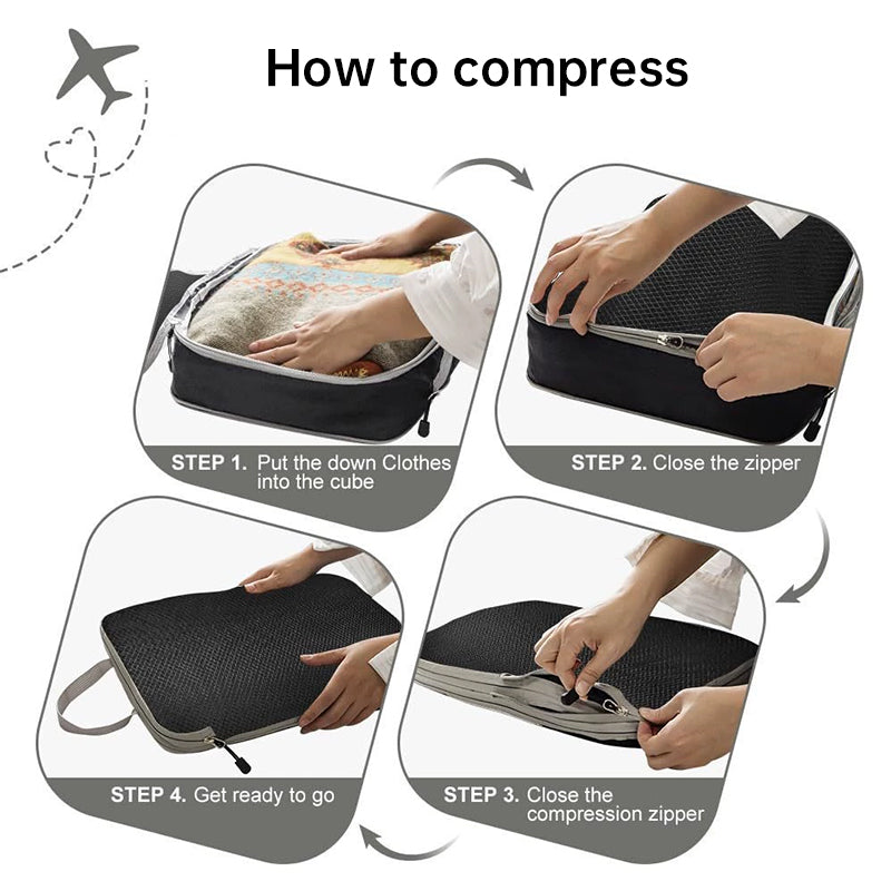 Compression Packing Cubes Set — 3-Piece Ultralight Travel Organizers