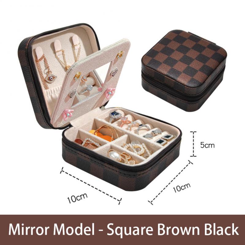 Travel Jewelry Organizer with Mirror — Portable Leather Jewelry Box