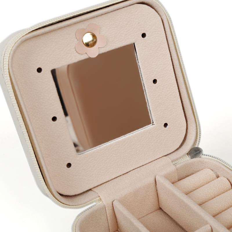 Travel Jewelry Organizer with Mirror — Portable Leather Jewelry Box
