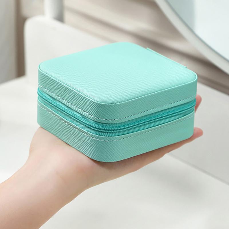 Travel Jewelry Organizer with Mirror — Portable Leather Jewelry Box