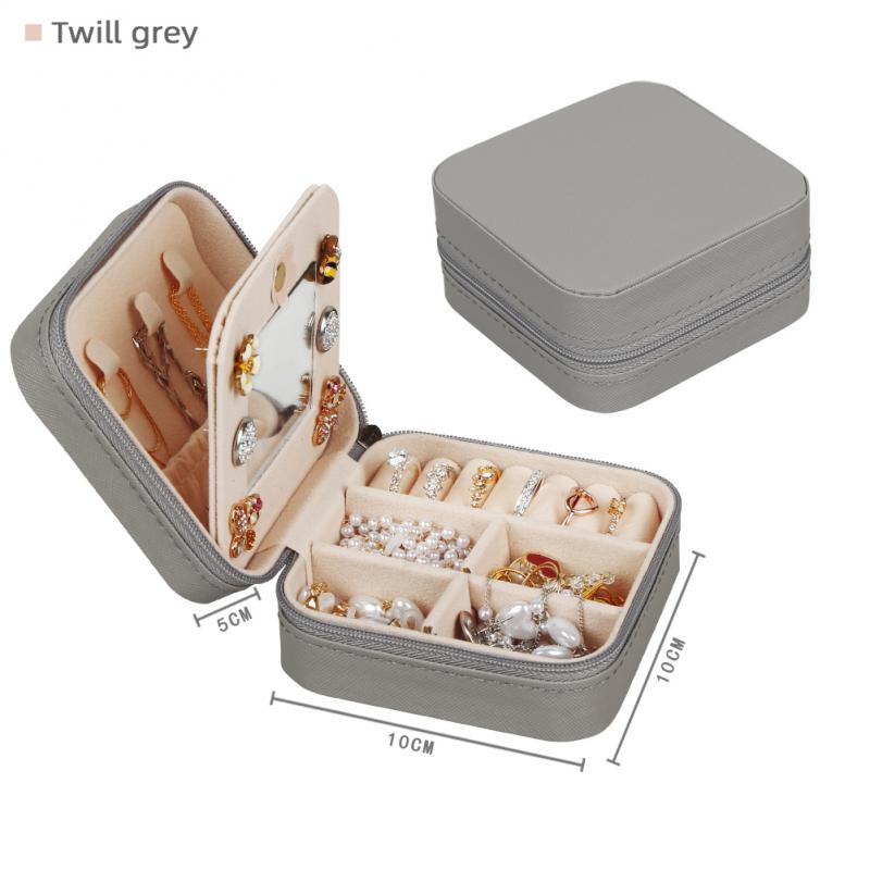 Travel Jewelry Organizer with Mirror — Portable Leather Jewelry Box